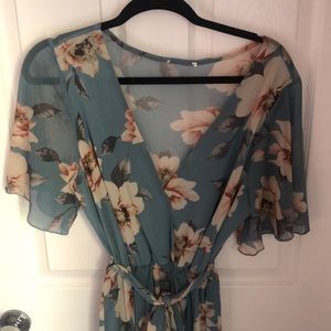 Floral Print Maxi Wrap Dress